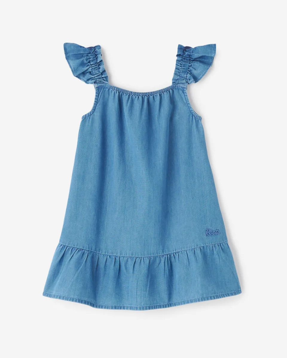 Roots Toddler Girls Chambray Ruffle Dress*Kids Dresses