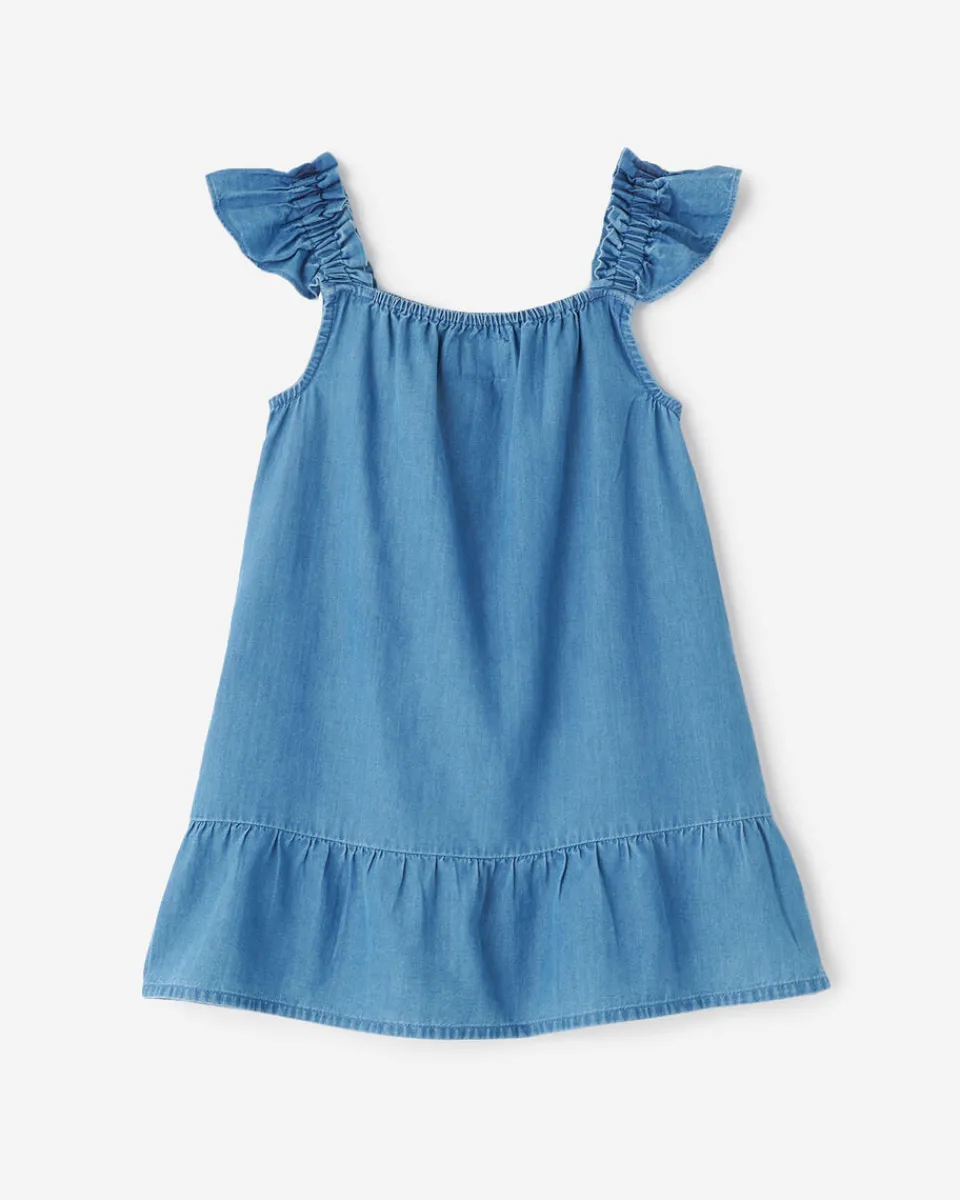 Roots Toddler Girls Chambray Ruffle Dress*Kids Dresses