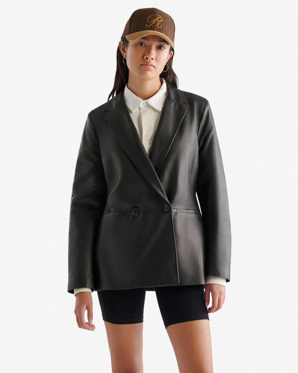 Roots Womens Leather Double Breasted Blazer*Women Jackets & Outerwear|Leather Jackets