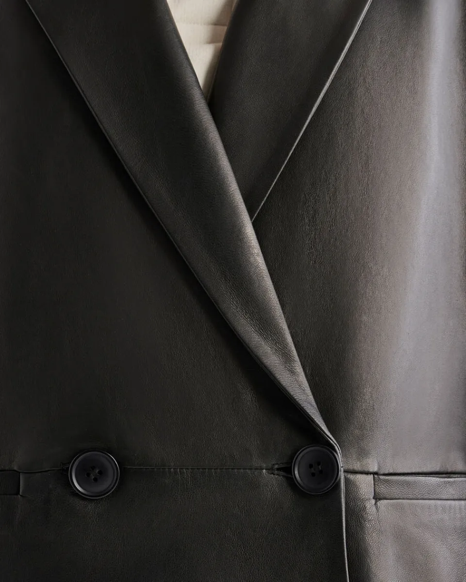 Roots Womens Leather Double Breasted Blazer*Women Jackets & Outerwear|Leather Jackets